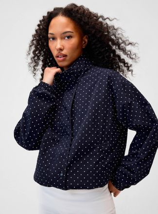 Twik Womens Polka-dotted mock neck crisp canvas jacket
