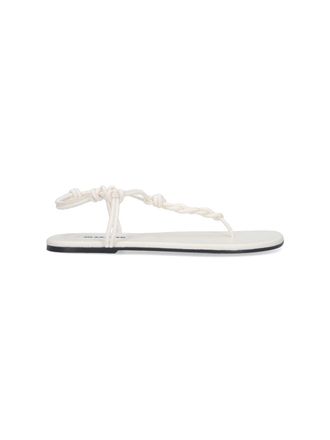 Jil Sander White Tangle Braided Leather Thong Sandals