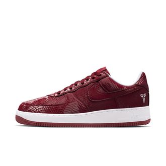 Nike Mens Kobe Air Force 1 Low Lower Merion High: Away Shoes in Red | IB0018-600