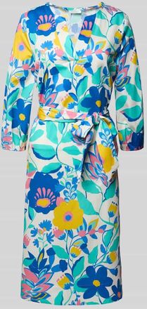 Eterna Knielanges Kleid mit Bindeg&uuml;rtel in Tuerkis, Gr&ouml;&szlig;e 36