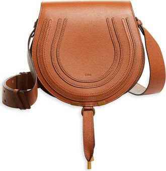 Chlo&eacute; Large Marcie Leather Crossbody Bag in 25M Tan at Nordstrom