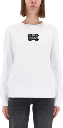 Versace Jeans Couture White Minimalist Baroque Logo Sweatshirt
