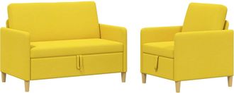 vidaXL Juego De Sof&aacute;s Con Almacenamiento 2 Uds. Amarillo Claro Vidaxl
