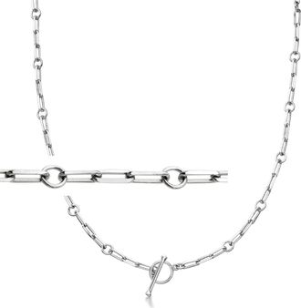 Ross-Simons Sterling Silver Charm-Compatible Paper Clip Link Toggle Necklace