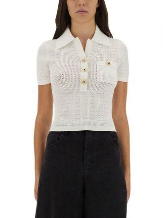 Self Portrait Perforated Knit Top