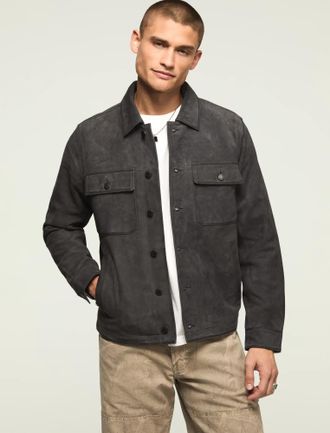 Lucky Brand Mens Suede Shirt Jacket
