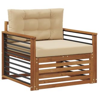 vidaXL Sof&aacute; De Exterior Madera De Acacia S&oacute;lida Y Poli&eacute;ster Vidaxl