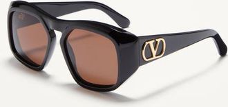 Valentino Occhiale Rettangolare In Acetato unisex NERO/MARRONE 55