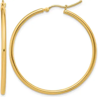 Diamond2Deal 14K Yellow Gold 2x40mm Round Shape Hoop Earrings