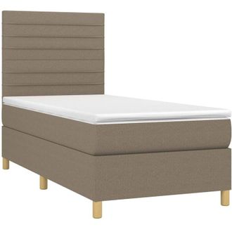 vidaXL Vidaxl - Cama Box Spring Colch&oacute;n Y Luces Led Tela Gris Taupe 100x200 Cm