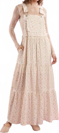 Peach Love California Billie Overall Maxi Dress In Cream