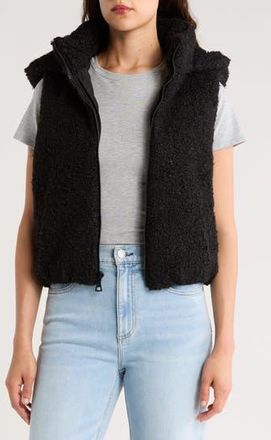 Alice & Olivia Robena Faux Shearling Puffer Vest with Removable Hood in Black at Nordstrom Rack, Size Small