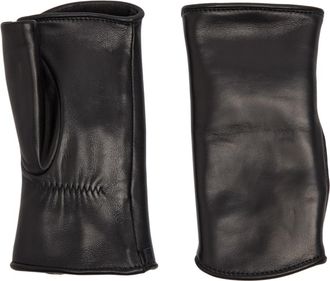 Agnelle Agnelle Pauline Leather Fingerless Mittens - Black - 1 (S/M)