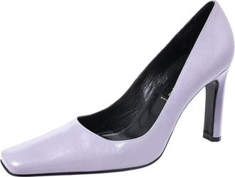 Casadei Lilac Leather Square Toe Pumps