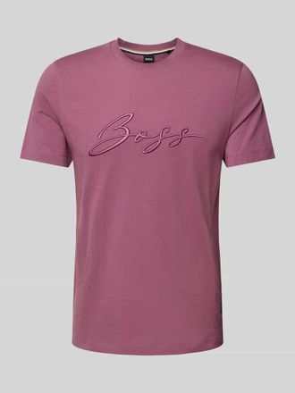 HUGO BOSS T-Shirt mit Label-Stitching Modell Thompson in Purple, Gr&ouml;&szlig;e XL