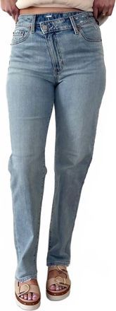 Daze Bianca Crossover Full Length Jeans In Light Wash