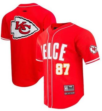 Pro Standard Mens Pro Standard Travis Kelce Red Kansas City Chiefs Mesh Button-Up Baseball Jersey at Nordstrom, Size Xxx-Large