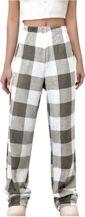 Generic Women Plaid Pyjama Bottoms Flannel Checked Pjs Pants Ultra Soft Plush Pj Trousers Fleece Lounge Pants Winter Sleepwear Casual Loose Tartan Trousers El
