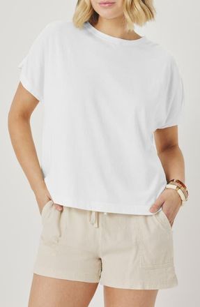 Splendid Rebecca Shirred Sleeve Cotton Blend T-Shirt in White at Nordstrom, Size X-Small