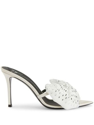 Giuseppe Zanotti 90mm Intriigo Alexandrine sandals - women - Fabric/Leather/Rhinestone/Leather - 37.5 - White