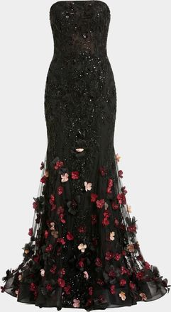 Mac Duggal Embellished Strapless Mermaid Gown
