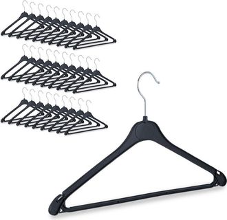 Relaxdays Pack 120 Perchas Ropa Con Gancho Giratorio, Pl&aacute;stico, Colgadores Camisas, Blusas, Pantalones, 23 X 42,5 X 0,7 Cm, Negro