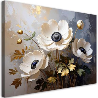 Feeby Cuadro Sobre Lienzo An&eacute;monas Flores Plantas Naturaleza 100x70