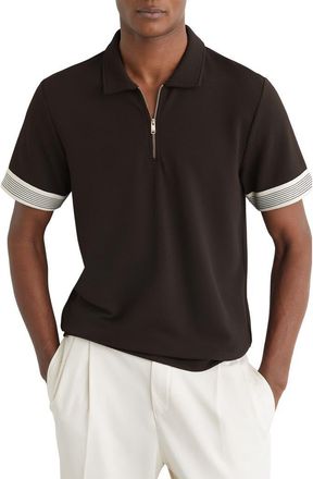 Reiss Bruno Quarter Zip Polo in Chocolate Brown at Nordstrom, Size Xx-Large