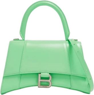 Balenciaga Green Leather Small Hourglass Box Top Handle Bag