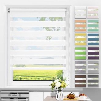 No Brand Estor Enrollable D&iacute;a/noche Sin Taladrar, F&aacute;cil De Instalar Con Clips Para Ventanas O Puertas, Dimensiones 45 &times; 150 Cm, Tela