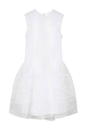 Cecilie Bahnsen Short Sleeveless Dress in Quilted Fabric with Bow Closure