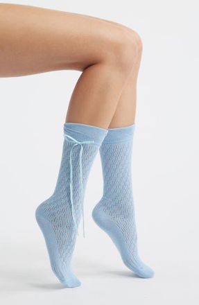 High Heel Jungle Charma Tie Pointelle Crew Socks in Blue at Nordstrom