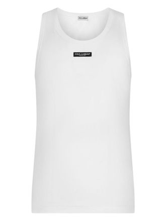 Dolce & Gabbana Stretch Cotton Tank Top With Logo Label Clothing