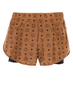 MCM Mens Printed Nylon Shorts Cognac Bermuda