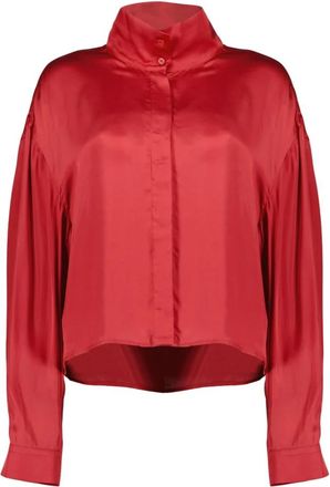 Iro High Neck Top - Dames - Overhemden - Rood - S - Satijn - Overhemden