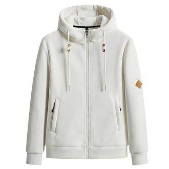 Generic Ladies Outdoor Fleece Jacket for Women Full Zip with Hooded and Zip Pockets Autumn Winter Warm Jackets (White, S)