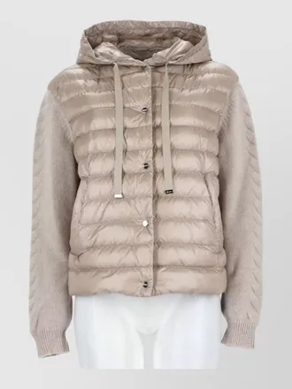 Herno hooded quilted coat long sleeves cuffs