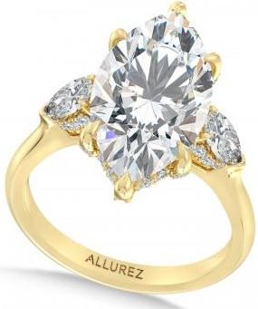 Allurez Marquise Lab Diamond Engagement Ring 14K Yellow Gold (6.00ct)