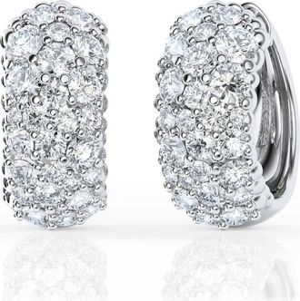 Grown Brilliance 4 Carat Round Lab Grown Cluster Diamond Hoop Earrings