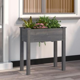 vidaXL Planter with Liner Grey 71x37x76 cm Solid Wood Fir Vidaxl