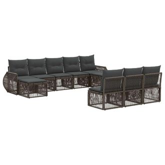 vidaXL Conjunto De Sof&aacute;s De Jard&iacute;n 10 Pcs Gris Y Gris Oscuro Vidaxl