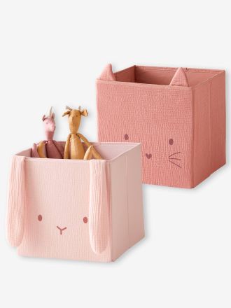 Vertbaudet 2er-Set Kinderzimmer Aufbewahrungsboxen pack rosa