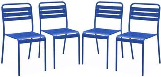 Sweeek Set of 4 stackable steel garden chairs, Amelia, electric blue, 44x52x79 cm
