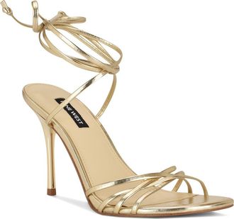Nine West Opela Ankle Wrap Sandal in Gold at Nordstrom, Size 5.5