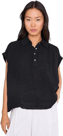 Michael Stars Avalon Pop Over Top Womens Clothing Black : XL (US 10-12), Cotton