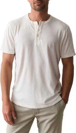 Marine Layer Short Sleeve Hemp & Cotton Henley in White at Nordstrom, Size Xx-Large