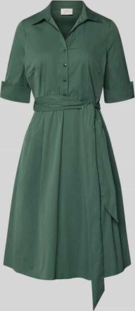 robe l&eacute;g&egrave;re Knielanges Hemdblusenkleid mit Bindeg&uuml;rtel in Gruen, Gr&ouml;&szlig;e 38