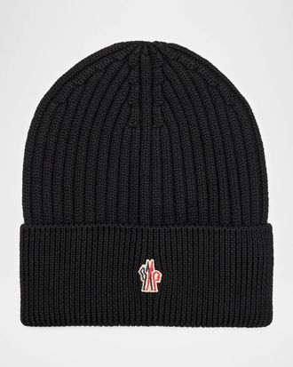 Moncler Men & apos;s Ribbed Virgin Wool Beanie