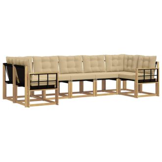 vidaXL Conjunto De Sof&aacute;s De Exterior Con Coj&iacute;n 7 Pcs Y Beige Vidaxl