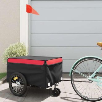vidaXL Vidaxl - Remolque Para Bicicleta Hierro Negro Y Rojo 45 Kg